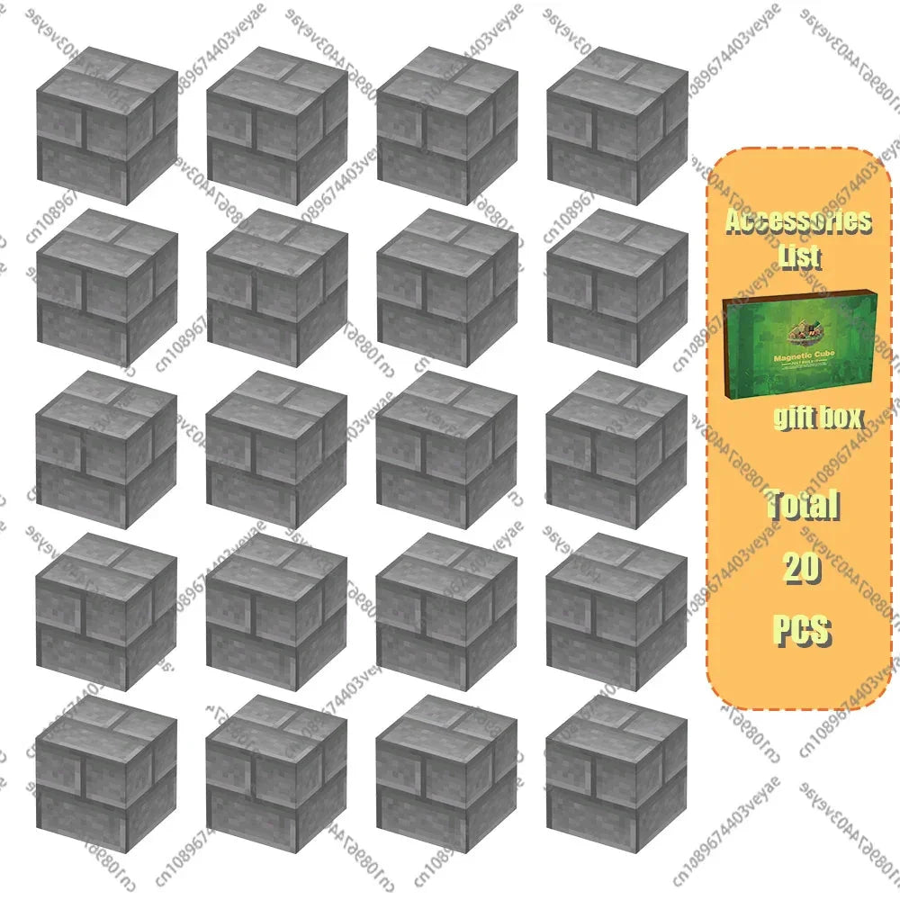 Magnetic Building Blocks Mine World Magnet Cube Set for Boy Girl Kid Age 3+ DIY Model Children Stem STEM Sensory Toy Gift