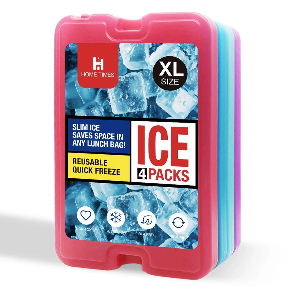 Slim Reusable Ice Packs for Lunch Box – Long-Lasting Freezer Cool Packs for Lunch Bags & Coolers (Set of 4)